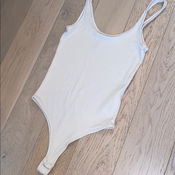 Y.A.S Ribbed Bodysuit with Scoop Neck in Cream - Picture 6 of 8